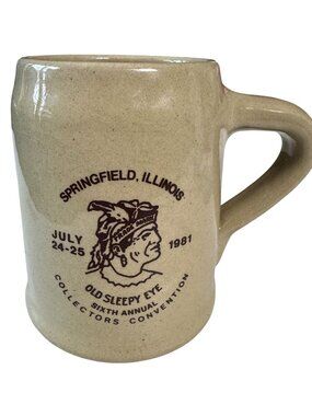 Old Sleepy Eye Collectors Convention Mug 1981 Stoneware Springfield IL Western